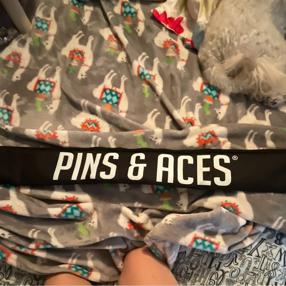 Pins & Aces Kids Pajamas - Gray with Colorful Llama Print